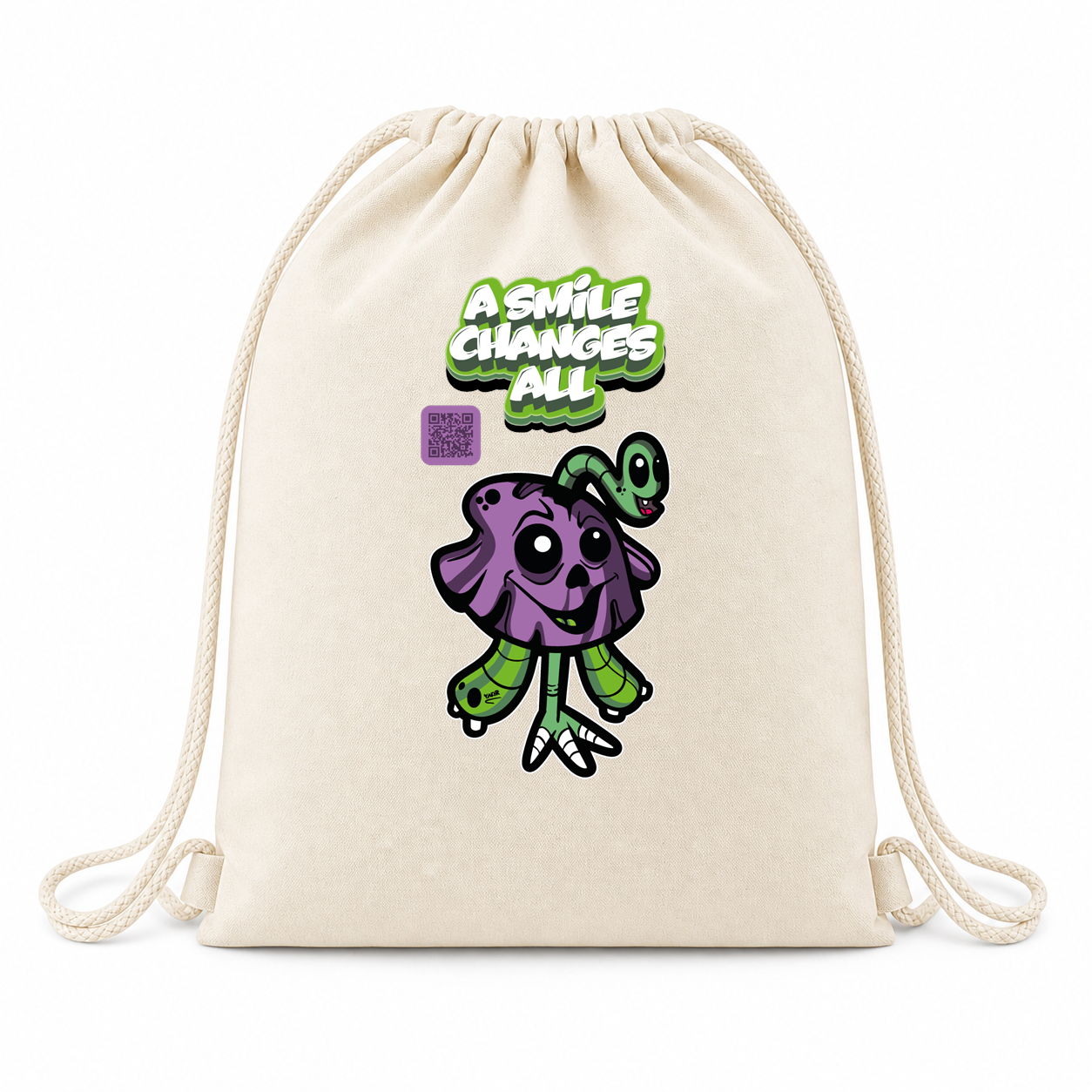 Boop Cotton Drawstring Bag – A Smile Changes All